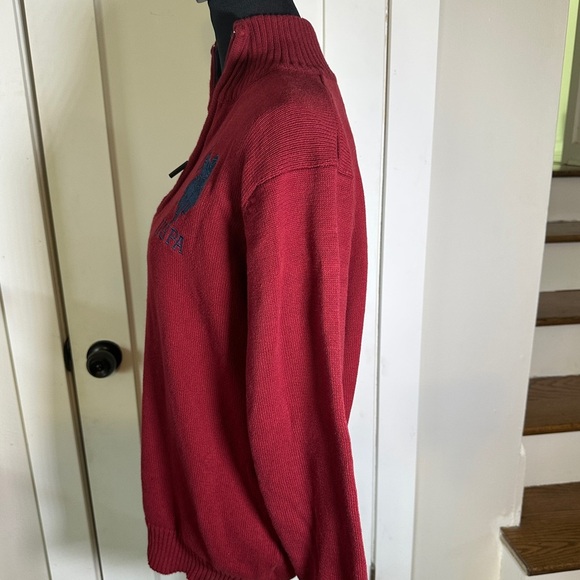 VINTAGE USPA Red Quarter-Zip Sweater - Picture 3 of 4